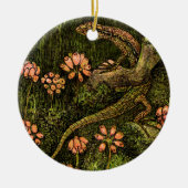 Niederländisch Art Nouveau Lizard und Wildblumen Keramik Ornament (Vorne)