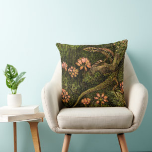 Niederländisch Art Nouveau Lizard und Wildblumen Kissen