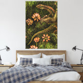 Niederländisch Art Nouveau Lizard und Wildblumen Leinwanddruck (Insitu (Schlafzimmer))