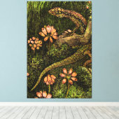 Niederländisch Art Nouveau Lizard und Wildblumen Leinwanddruck (Insitu (Holzboden))