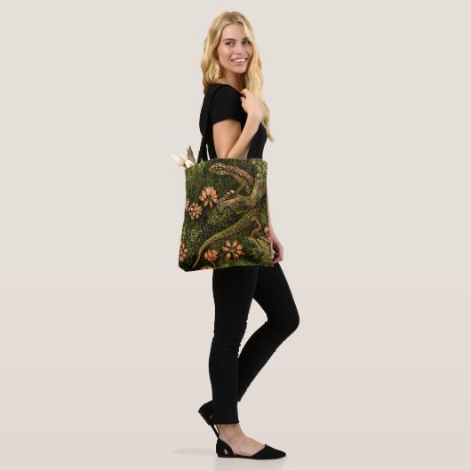 Niederländisch Art Nouveau Lizard und Wildblumen Tasche (Am Model)
