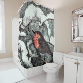 Niederländisch Art Nouveau Robin Bird im Winter Duschvorhang (Beispiel)