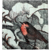 Niederländisch Art Nouveau Robin Bird im Winter Duschvorhang (Vorderseite)