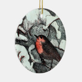 Niederländisch Art Nouveau Robin Bird im Winter Keramik Ornament (Rechts)