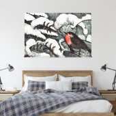 Niederländisch Art Nouveau Robin Bird im Winter Leinwanddruck (Insitu (Schlafzimmer))