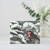 Niederländisch Art Nouveau Robin Bird im Winter Postkarte (Stehend Vorderseite)