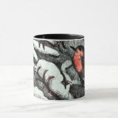 Niederländisch Art Nouveau Robin Bird im Winter Tasse (Zentrum)