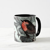 Niederländisch Art Nouveau Robin Bird im Winter Tasse (VorderseiteRechts)