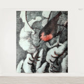 Niederländisch Art Nouveau Robin Bird im Winter Wandteppich (Vorderseite)