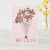 Niederländisch Birthday Pink Bouquet von Blume Karte (Gelbe Blume)