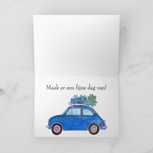 Niederländisch Birthday Retro Fiat 500 Karte (Innenseite)