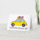 Niederländisch Birthday Retro Fiat 500 Karte (Vorderseite)
