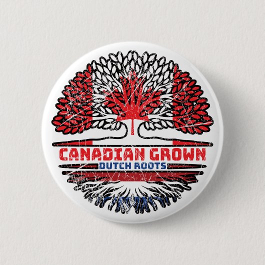 Niederländisch Canadian Canada Tree Roots Flag Button (Vorderseite)