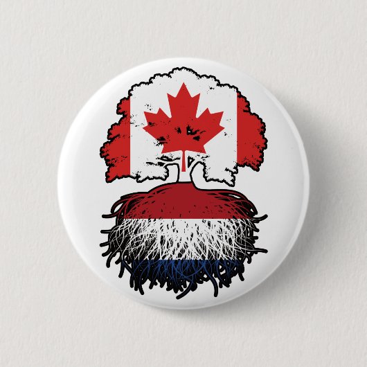 Niederländisch Canadian Canada Tree Roots Flag Button (Vorderseite)