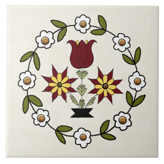 Niederländisch Country Folk Floral Fliese (Vorderseite)