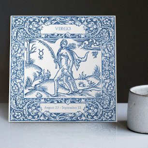 Niederländisch Delft Blau Jungfrau Vintage Tierkre Fliese