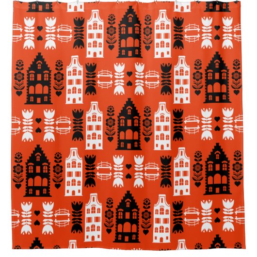 Niederländisch Folk Art Print Duschvorhang (Vorderseite)