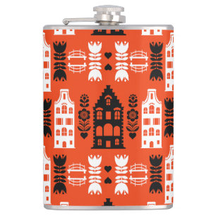 Niederländisch Folk Art Print Flachmann