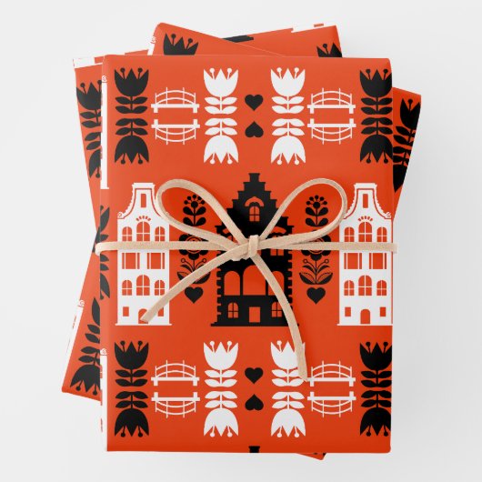 Niederländisch Folk Art Print Geschenkpapier Set (Beispiel)
