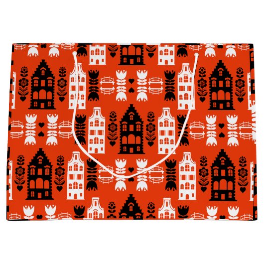 Niederländisch Folk Art Print Große Geschenktüte (Vorderseite)