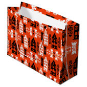 Niederländisch Folk Art Print Große Geschenktüte (Vorderseite Schrägansicht)