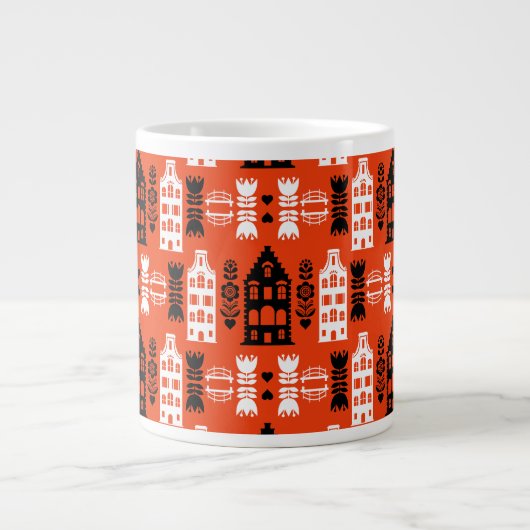 Niederländisch Folk Art Print Jumbo-Tasse (Vorderseite)