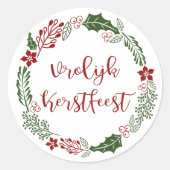 Niederländisch frohe Weihnachtsfeier, Vrolijk Kers Runder Aufkleber (Vorderseite)