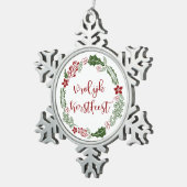 Niederländisch Frohe Weihnachtsfeier, Vrolijk Kers Schneeflocken Zinn-Ornament (Rechts)