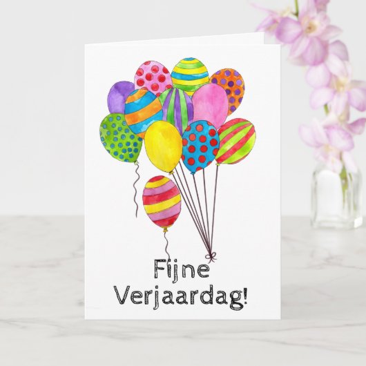 Niederländisch Geburtstagsballons Karte (Orchidee)