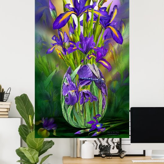 Niederländisch Iris in Iris Vase Fine Art Poster/P Poster (Heimbüro)
