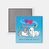 Niederländisch und Lop Rabbit: dort, wo das Herz l Magnet (Vorderseite/Rückseite)