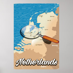 Niederländisch Vintage Karte Ferienplakat Poster