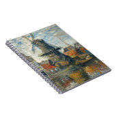 Niederländisch Windmill Harbour Impressionist Note Notizblock (Rechte Seite)