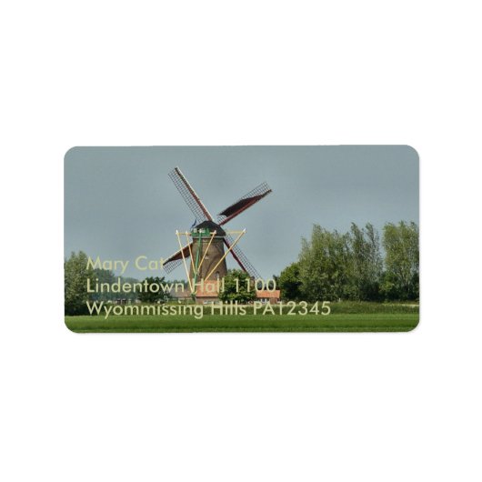 Niederländisch Windmühle #1 Adressaufkleber (Vorne)