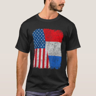 Niederländische amerikanische Flagge Half USA Nied T-Shirt