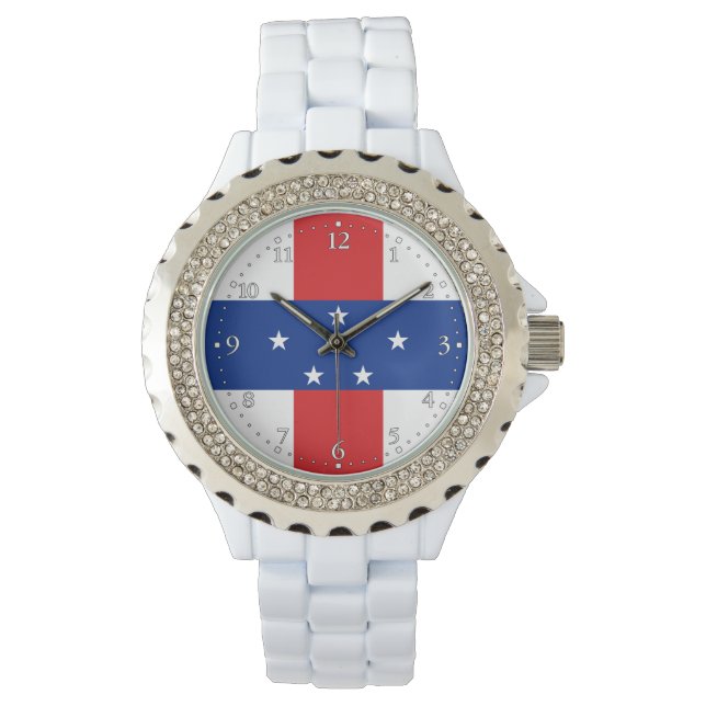 Niederländische Antillen-Flagge Armbanduhr (Vorderseite)