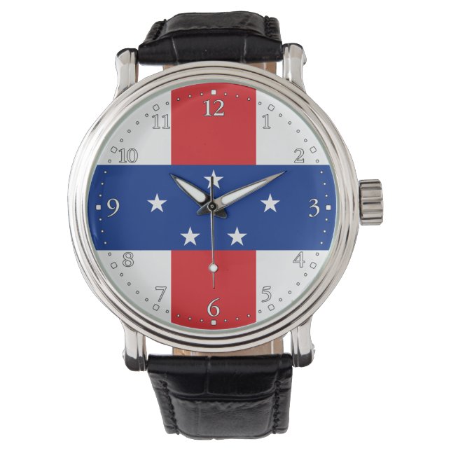 Niederländische Antillen-Flagge Armbanduhr (Vorderseite)