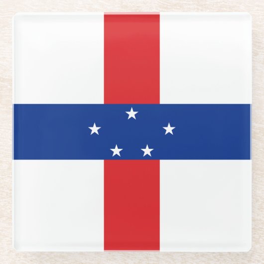 Niederländische Antillen-Flagge Glasuntersetzer (Vorderseite)