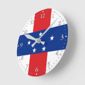 Niederländische Antillen-Flagge Runde Wanduhr (Winkel)