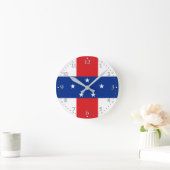 Niederländische Antillen-Flagge Runde Wanduhr (Zuhause)