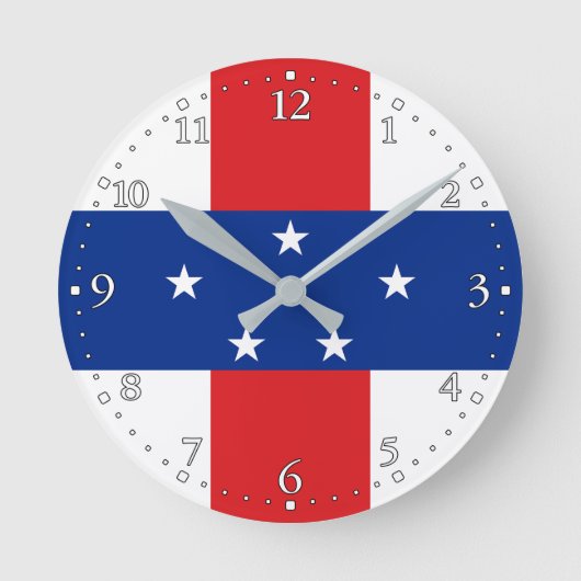 Niederländische Antillen-Flagge Runde Wanduhr (Vorderseite)