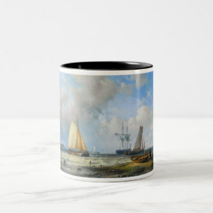 Niederländische Barges in einer ruhigen Lage Zweifarbige Tasse