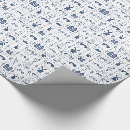 Niederländische blaue Fliesen Geschenkpapier (Ecke)
