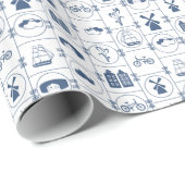 Niederländische blaue Fliesen Geschenkpapier (Rolleneckpunkt)