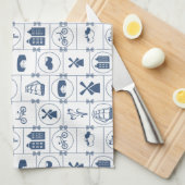 Niederländische blaue Fliesen Handtuch (Viertel Falte)