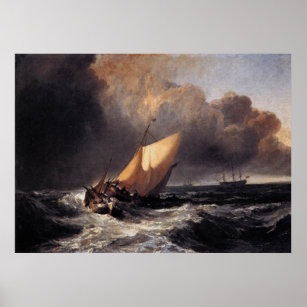 Niederländische Boote in einem Gale Poster