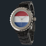 niederländische Flagge Armbanduhr<br><div class="desc">Ein ideales Geschenk für alle,  die Patrioten ihres Landes sind!</div>