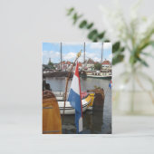 Niederländische Flagge, Boote & Hafen Lemmer Frysl Postkarte (Stehend Vorderseite)