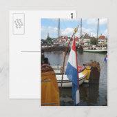 Niederländische Flagge, Boote & Hafen Lemmer Frysl Postkarte (Vorne/Hinten)