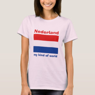 Niederländische Flagge + Karte + Text-T - Shirt